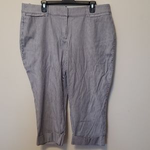 Blue and White Striped Capris
